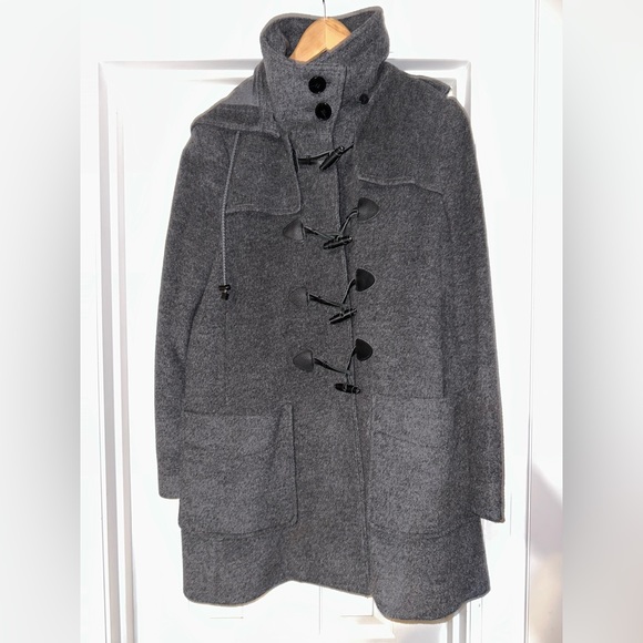 MNG SUIT, WOOL, 3/4 LENGTH, MEN’S GRAY DESIGNER HOODED PEA COAT          Size: M - Picture 8 of 15